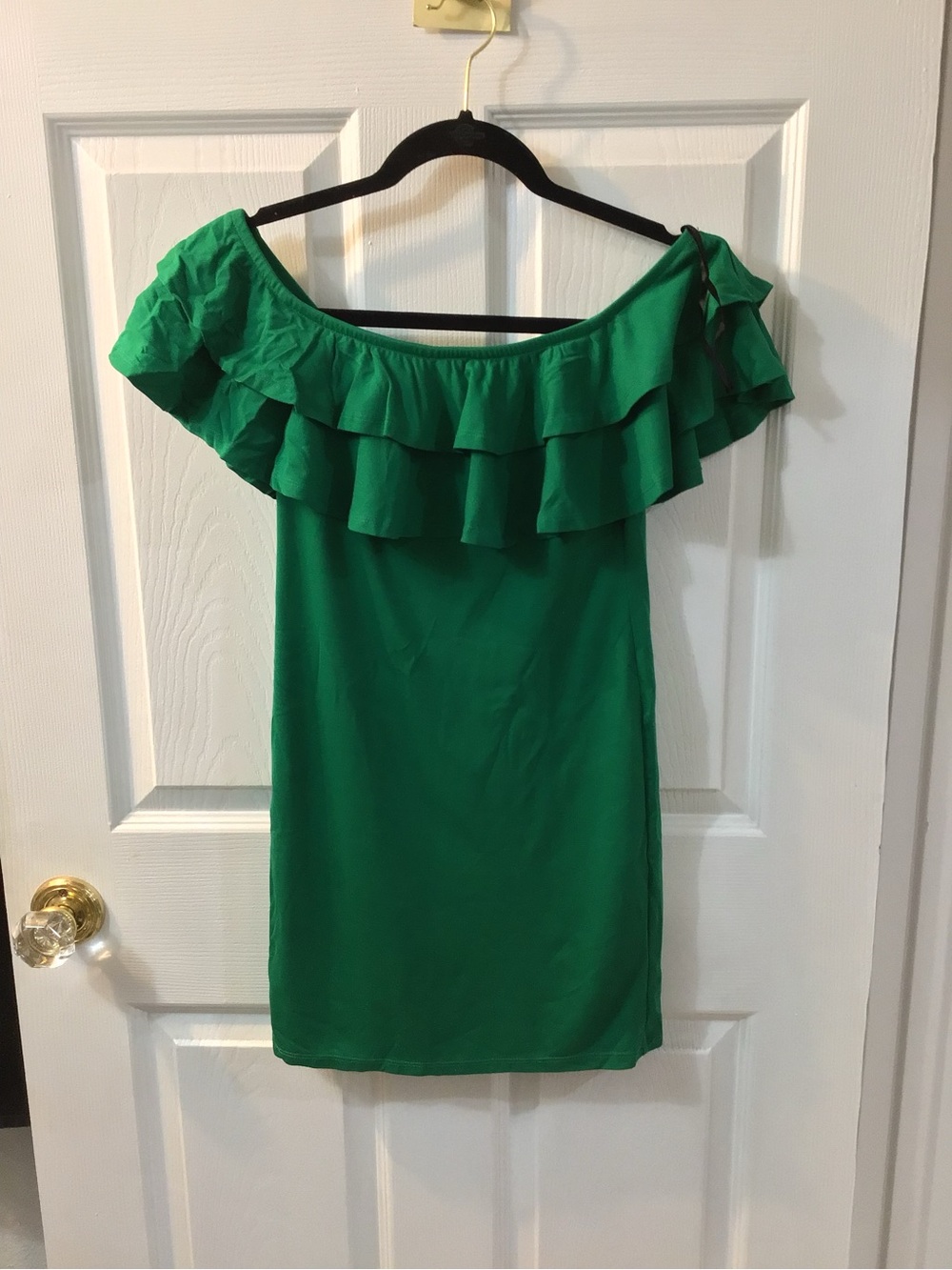 Forever 21 Emerald Green One-Shoulder Ruffle Dress